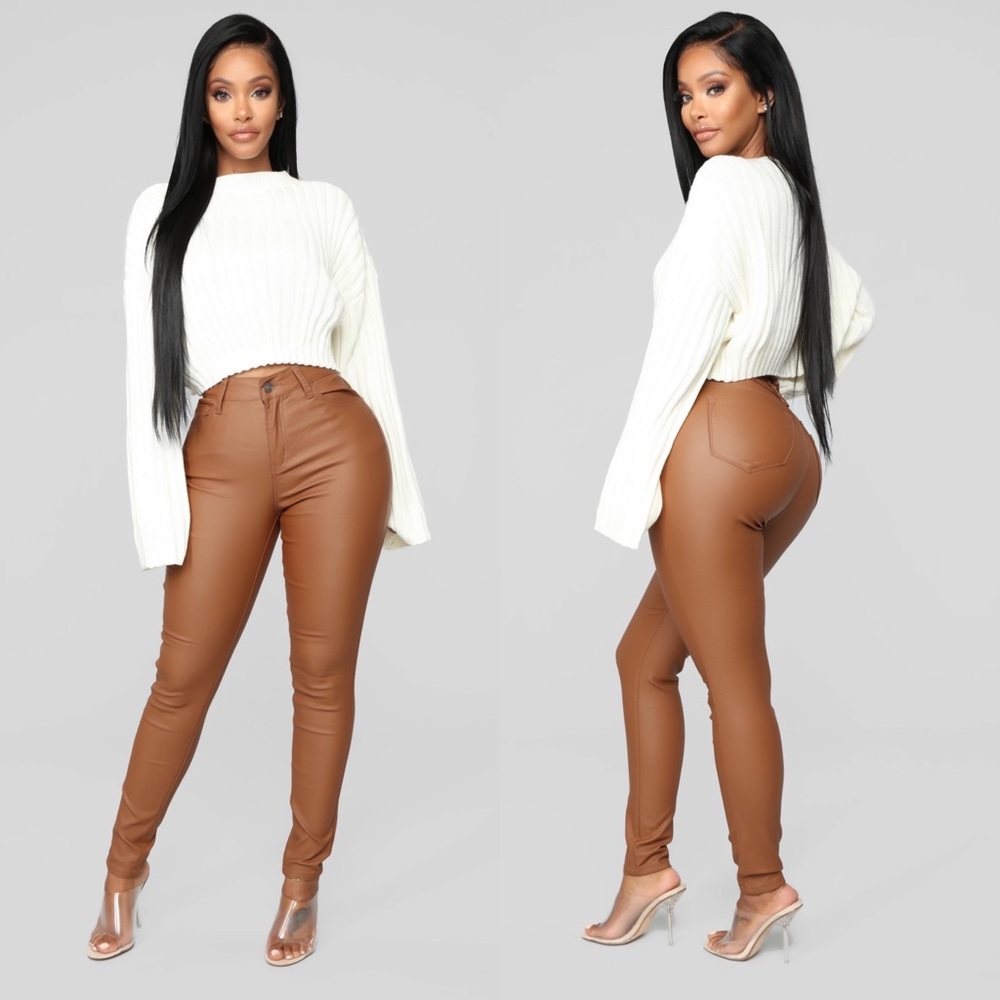 Double Dare Faux Leather Pants - Camel NWT SOLD OUT ON SITE